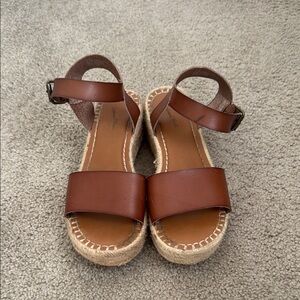 Brown Leather Espadrille Sandals